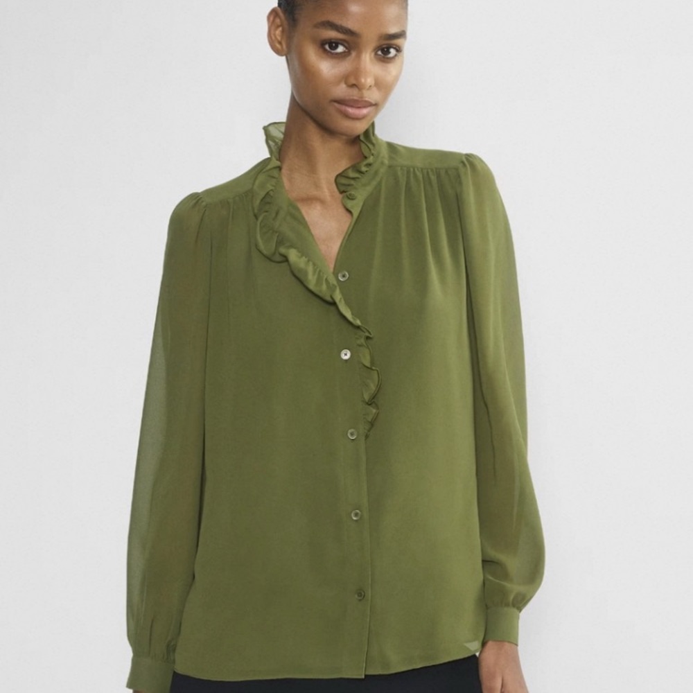 New Aritzia Wilfred Valentina Chiffon Ruffle Blouse - Picture 2 of 10